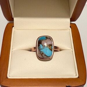Turquoise and Rose Gold Women's Ring